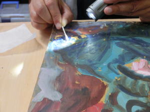 絵画の保存修復作業－裏面処理