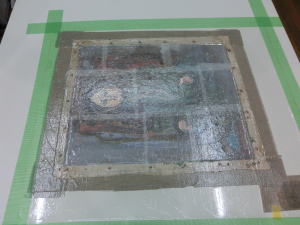 絵画の保存修復作業-合成樹脂