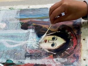 絵画の保存修復作業ー裏面掃除